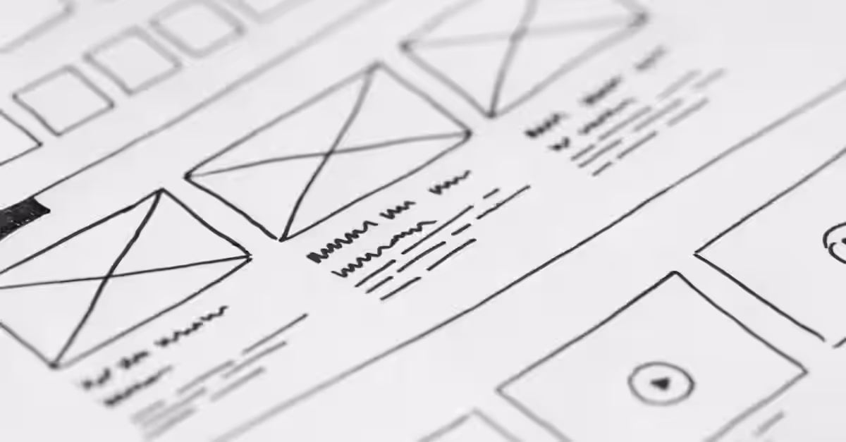 Handgezeichneter Wireframe-Entwurf auf Papier – warum ein Redesign allein die Google-Sichtbarkeit nicht verbessert